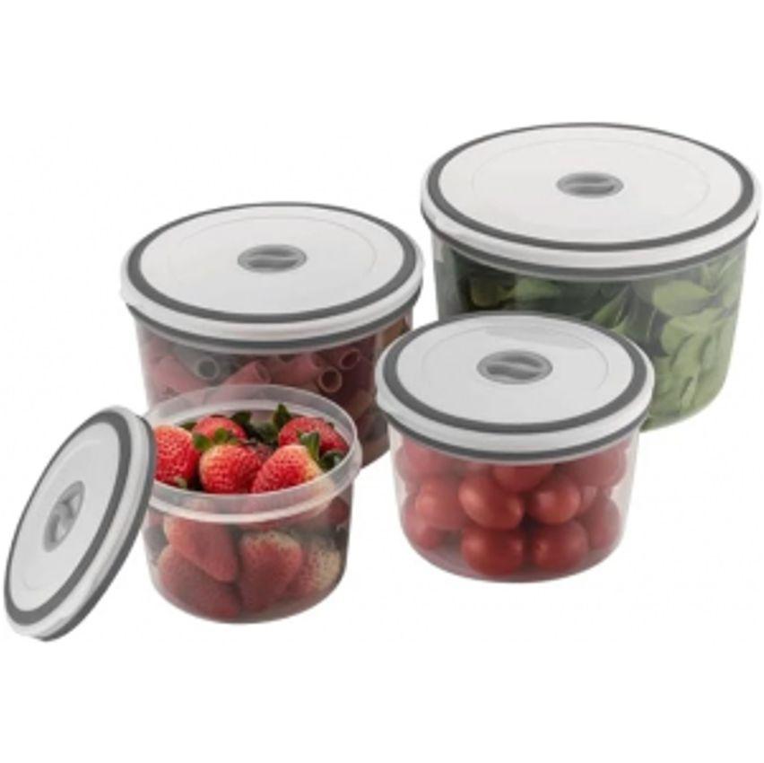 Electrolux - Kit Potes de Plástico Hermético Redondo Transparente/Branco 4 unidades