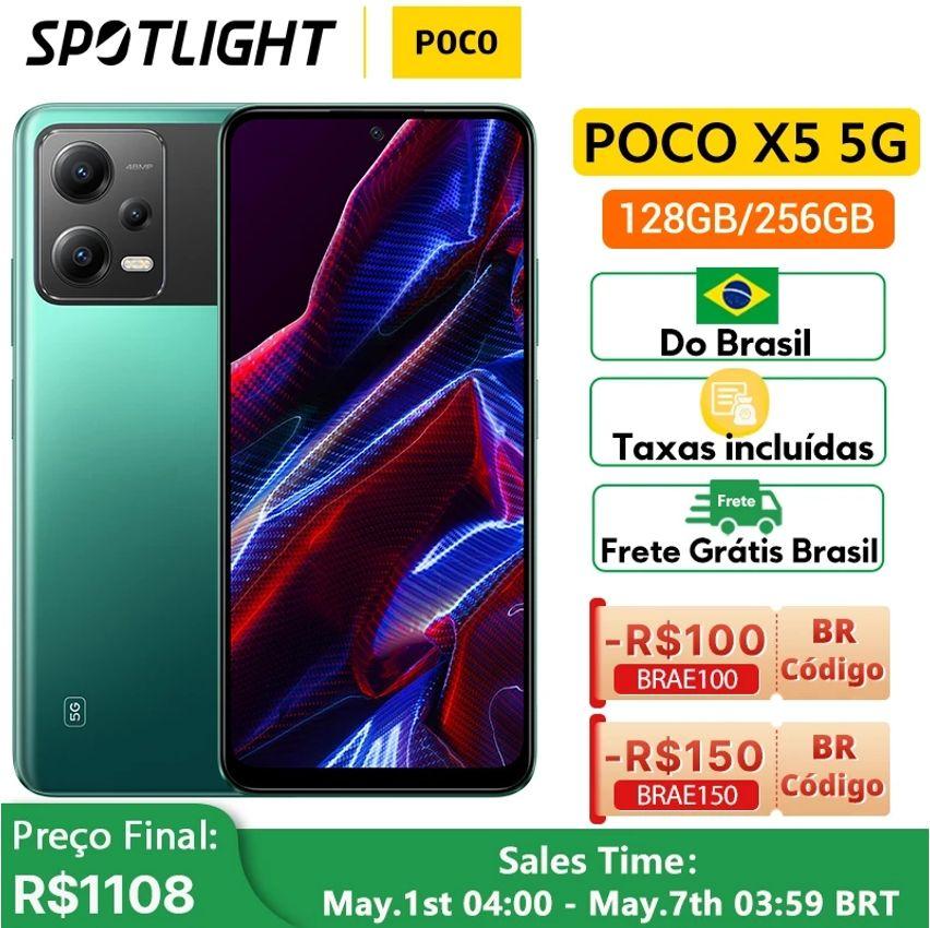 Smartphone POCO X5 Snapdragon 695 FHD AMOLED 33W 5G 8GB 256GB 120Hz 5G - Versão Global