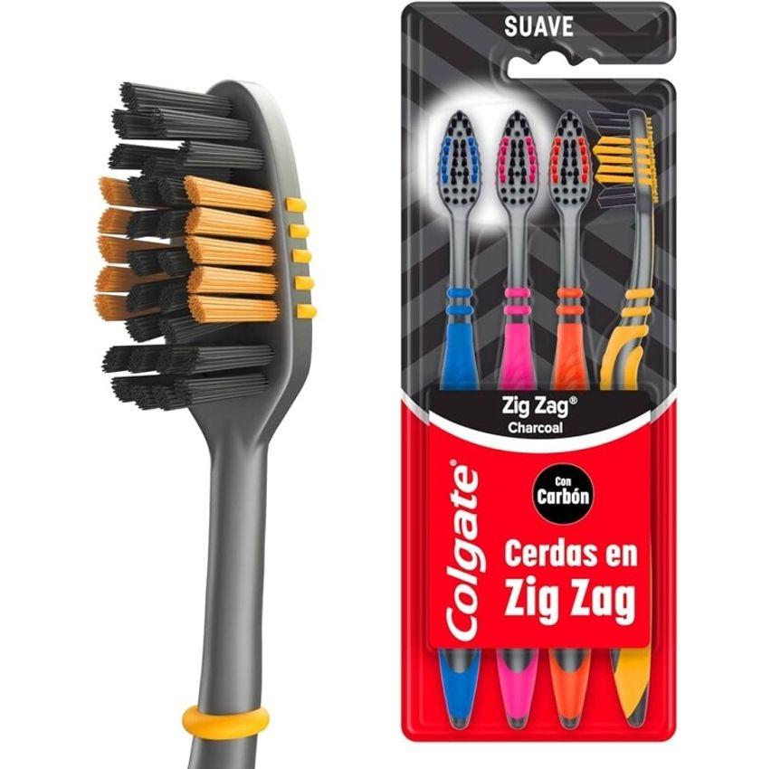 Colgate ZigZag Carvão - Escova Dental 4 unidades