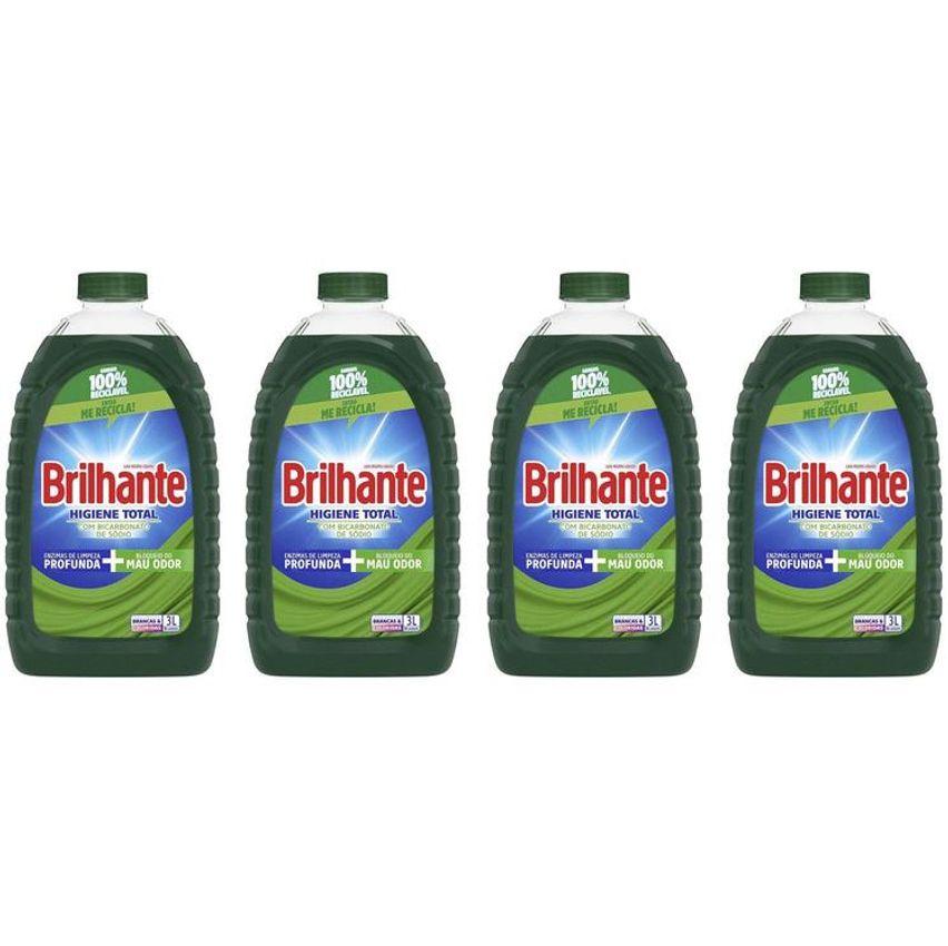 Kit Sabão Líquido Brilhante Higiene Total - 3L 4 Unidades