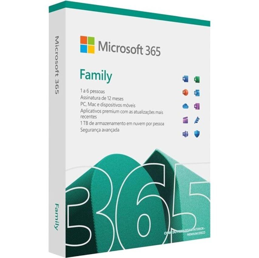 Microsoft 365 Family Office 365 Apps 1TB na Nuvem por Usuário até 6 Usuários Assinatura Anual Nova Versão