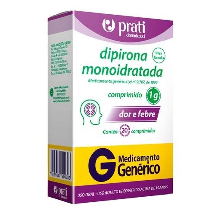 Dipirona Monoidratada 1g Genérico Prati 20 Comprimidos