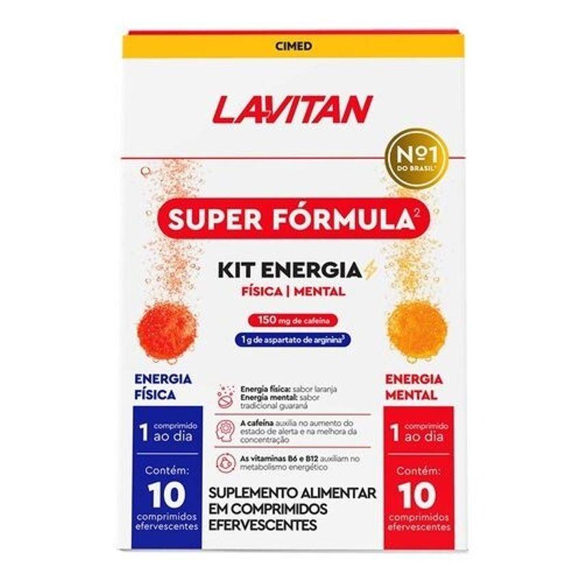 Kit Suplemento Alimentar Lavitan Laranja Energia Física + Guaraná Energia Mental 10 Comprimidos Efervescentes Cada