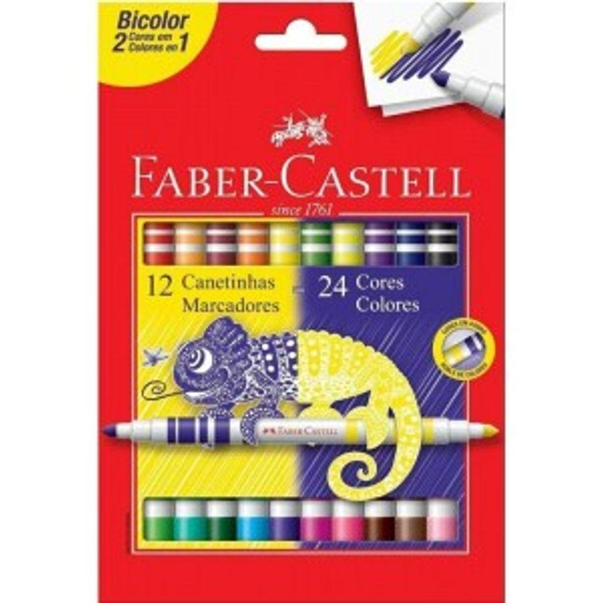 Canetinha Hidrográfica Bicolor Faber-Castell 12 Canetas/24 Cores