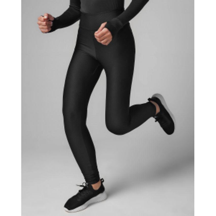 Calça legging esportiva feminina texturizada preta | BodyWork by