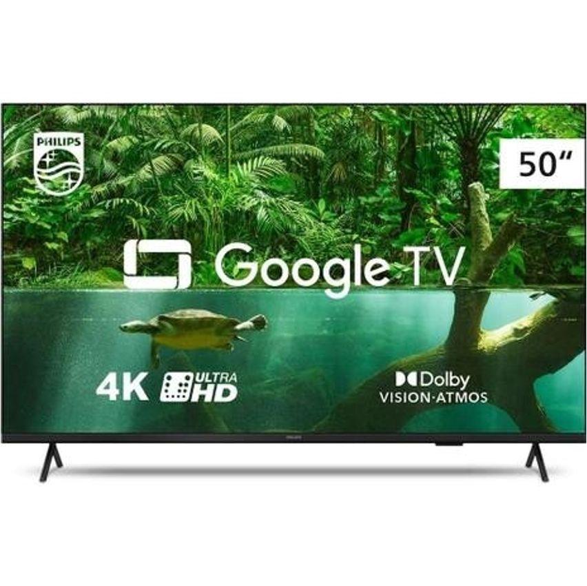 Smart TV Philips 50" 4K Google TV Comando de Voz Dolby Vision/Atmos Bluetooth - 50PUG7408/78