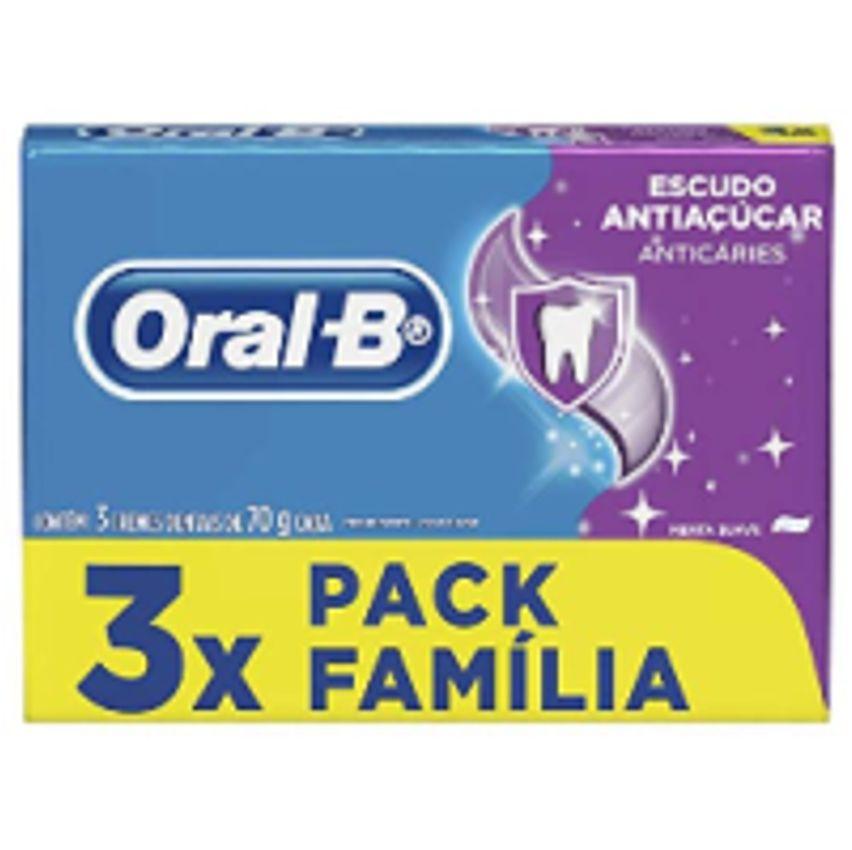 3 Packs Creme Dental Oral-B Escudo Anti Açúcar Tradicional 70g - 3 Unidades