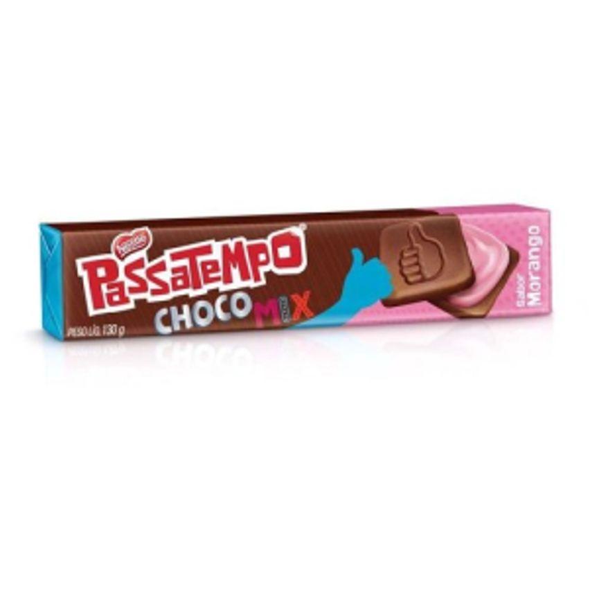 Biscoito Chocolate Recheio Morango Passatempo Choco Mix Nestlé 130g
