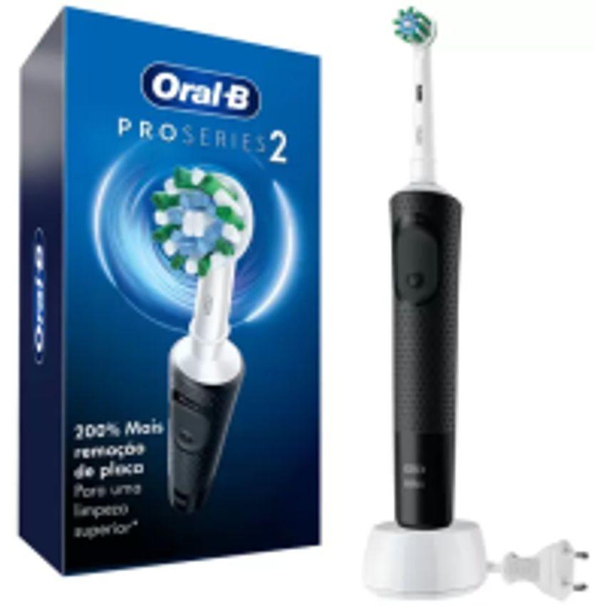 Escova de Dente Elétrica Recarregável Black Oral-B - Pro Series 2 com Refil
