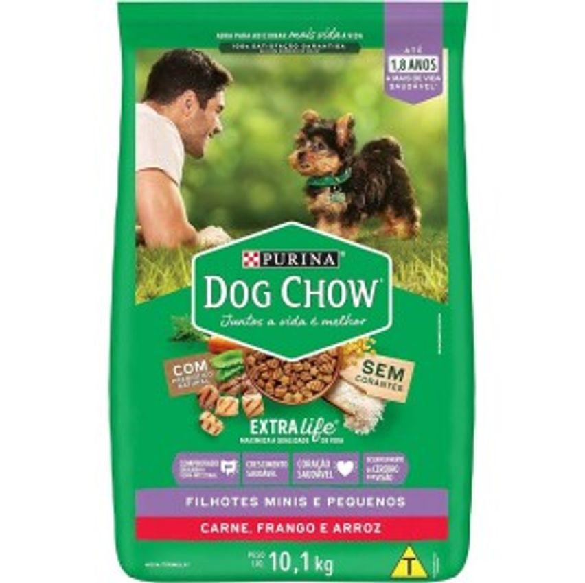 2 Pacotes Ração Purina Dog Chow Nestlé Extralife Filhotes Mini e Pequenos Carne Frango E Arroz - 10,1Kg Cada