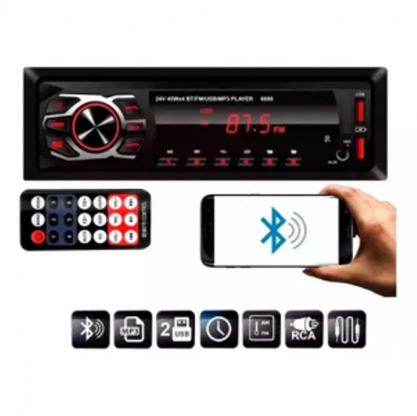 Som Automotivo AM/FM First Option Maxx Audio 4x25W RMS 2 USB Carregador Celular MP3 Bluetooth 4 Saídas para Alto-Falantes