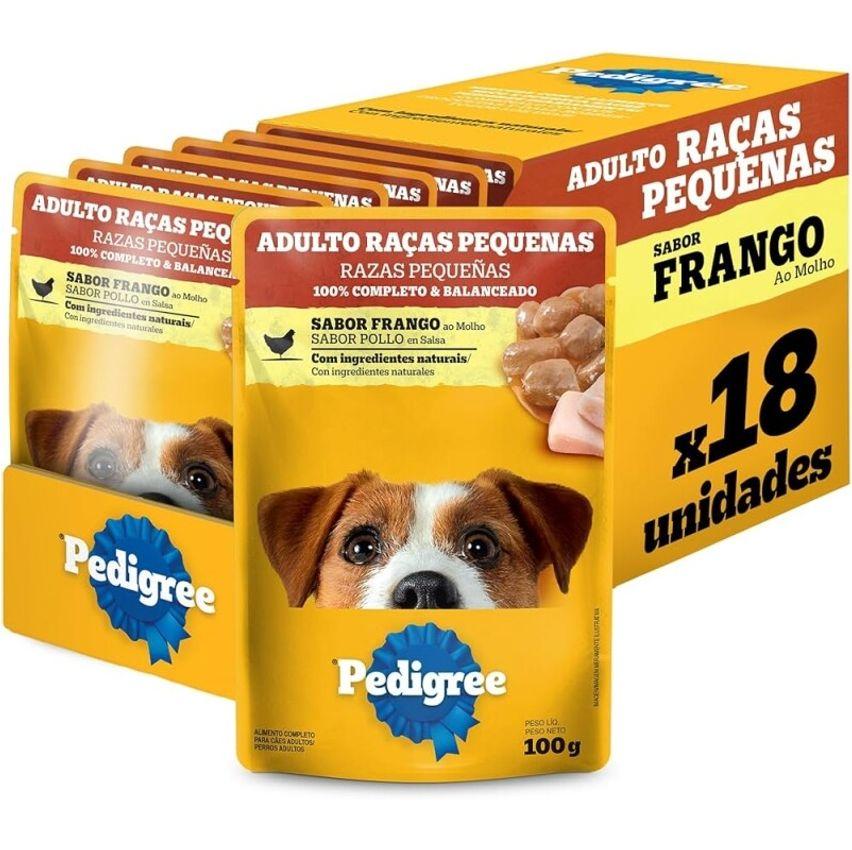 Pack Ração Úmida Pedigree Sachê Frango ao Molho para Cães Adultos de Raças Pequenas 100 g - 18 unidades