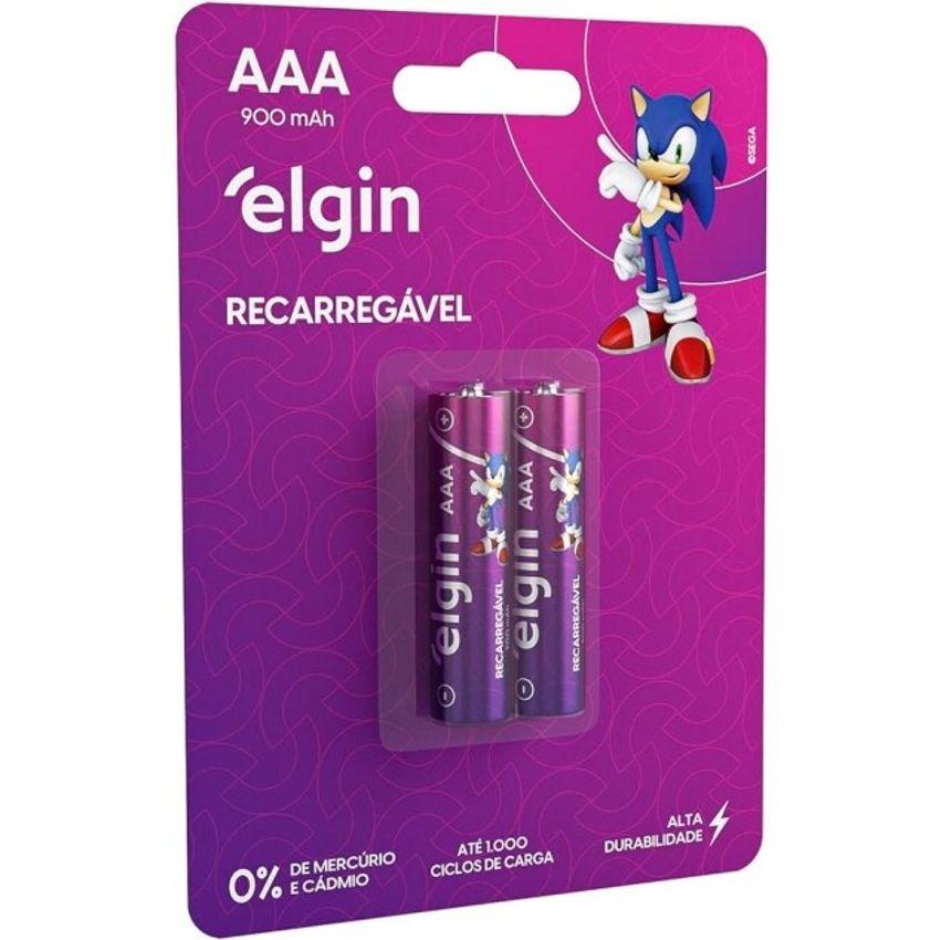 Pilha recarregável AAA 900MAH Elgin com 2 unidades Palito