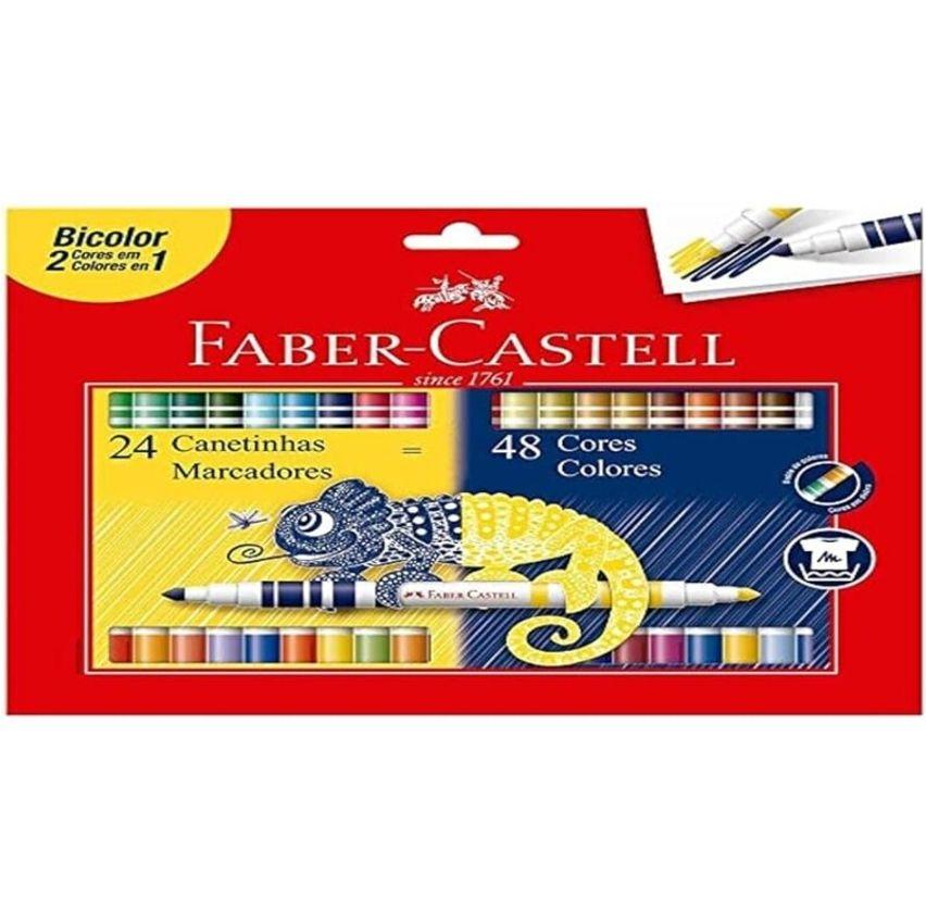 Canetinha Hidrográfica Bicolor Faber-Castell 24 Canetas/48 Cores