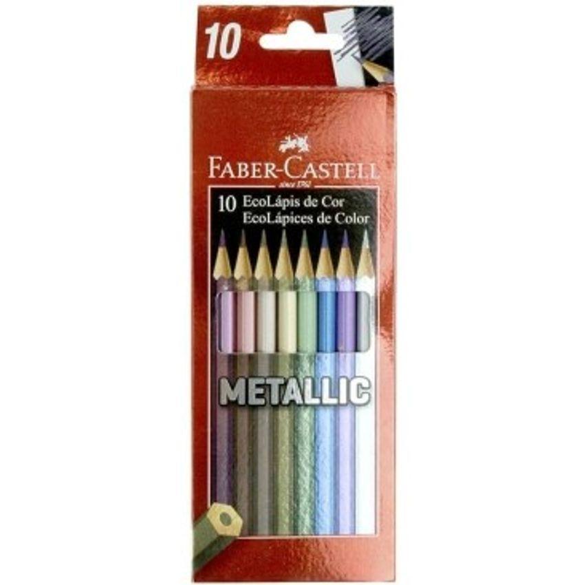 Lápis de Cor Sextavado Faber-Castell EcoLápis Metallic 120410G 10 Cores