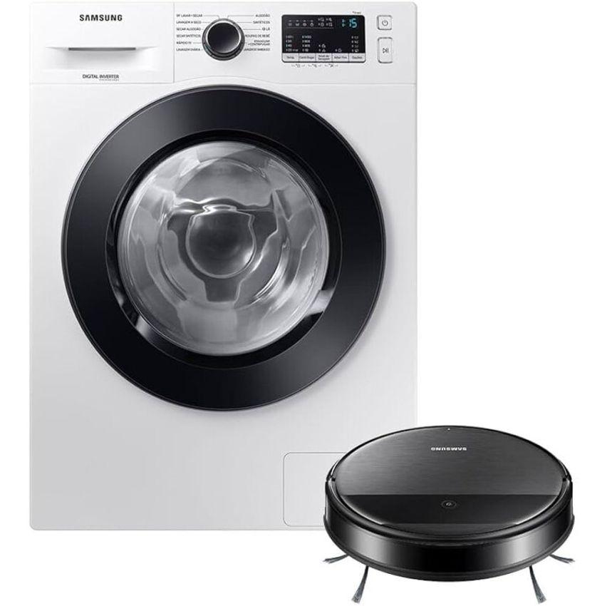 Lava e Seca Samsung 11Kg - WD11M4473PW e Aspirador Robô 2 Em 1 Com Wi-Fi Vr5000