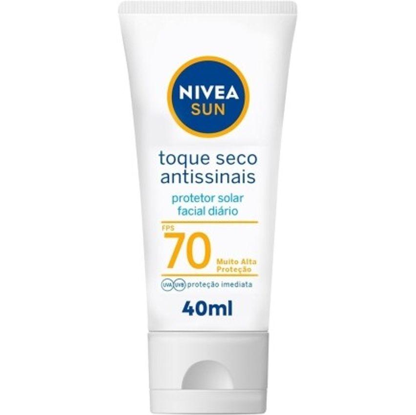 NIVEA SUN Protetor Solar Facial Toque Seco Antissinais FPS 70 40ml - Com muito alta proteção contra raios UVA/UVB cont