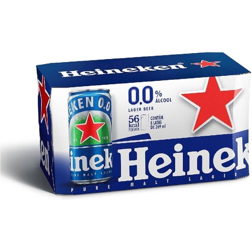 Cerveja Heineken Zero Lata 269ml Pack com 8 Unidades