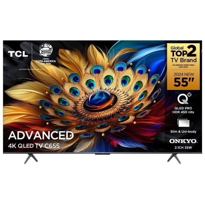 Smart TV 55\" QLED 4K TCL 55C655 com Processador AIPQ Google TV HDR10+ Wi-Fi Dual Band Bluetooth Integrado Google Assist