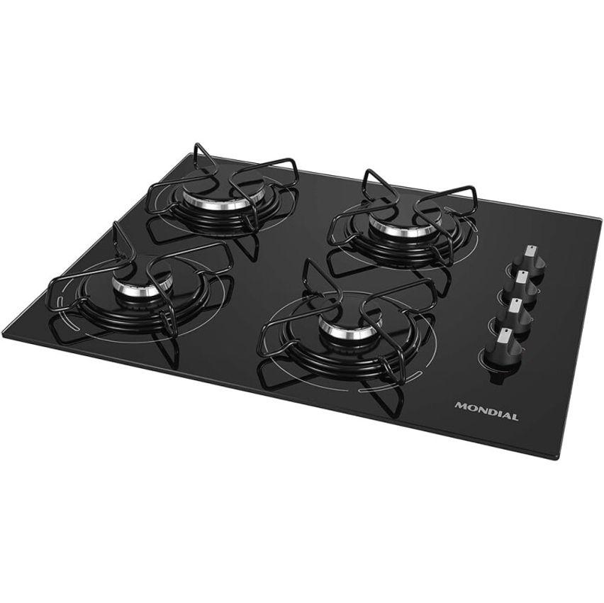 Cooktop a Gás 4 Bocas Mondial Preto/Inox Bivolt - CTG-01