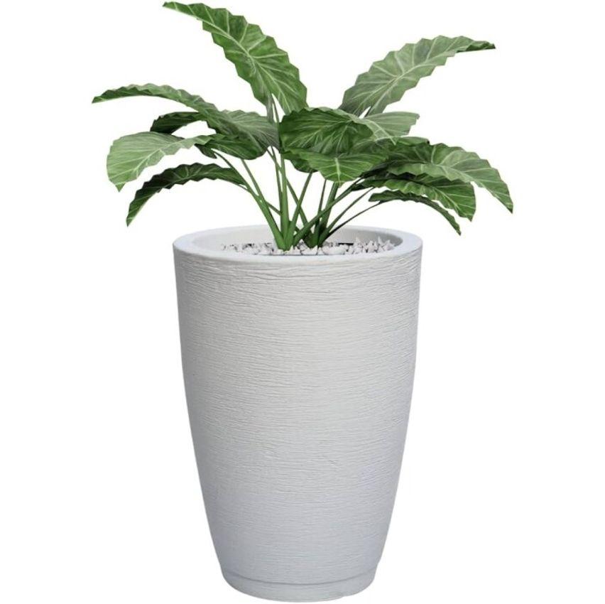 Vaso Polietileno Para Plantas Jardim Sala Luxo Cone Bojo 1 Com Prato (Branco)