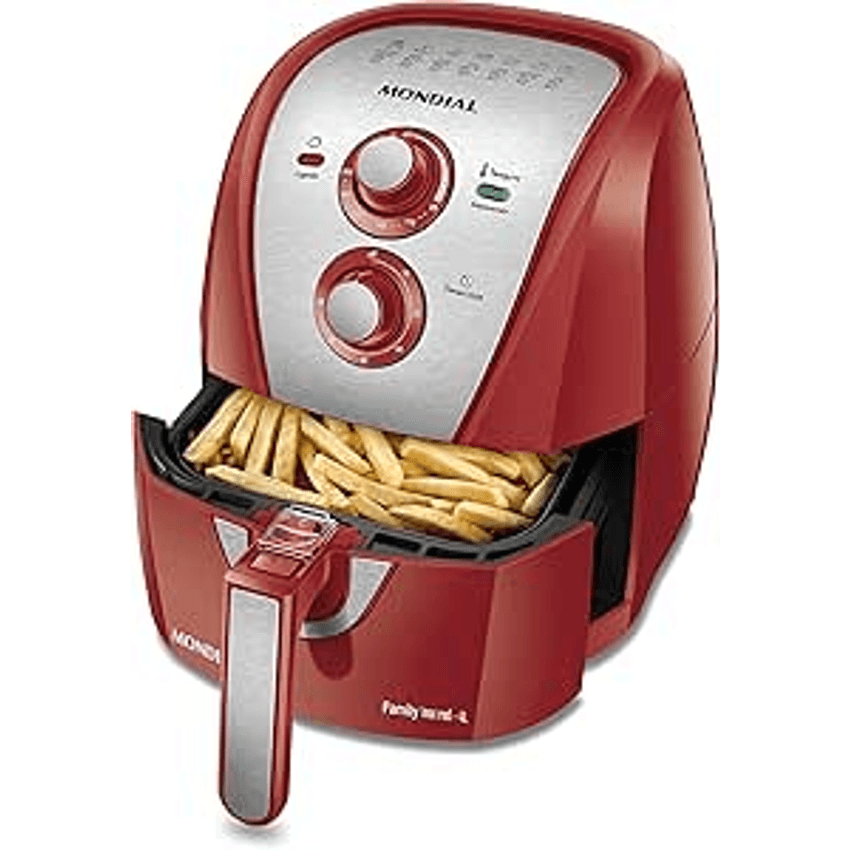 Fritadeira Sem Óleo Air Fryer 4l, Mondial, Vermelho/inox, 1500w, 110v - Afn-40-ri