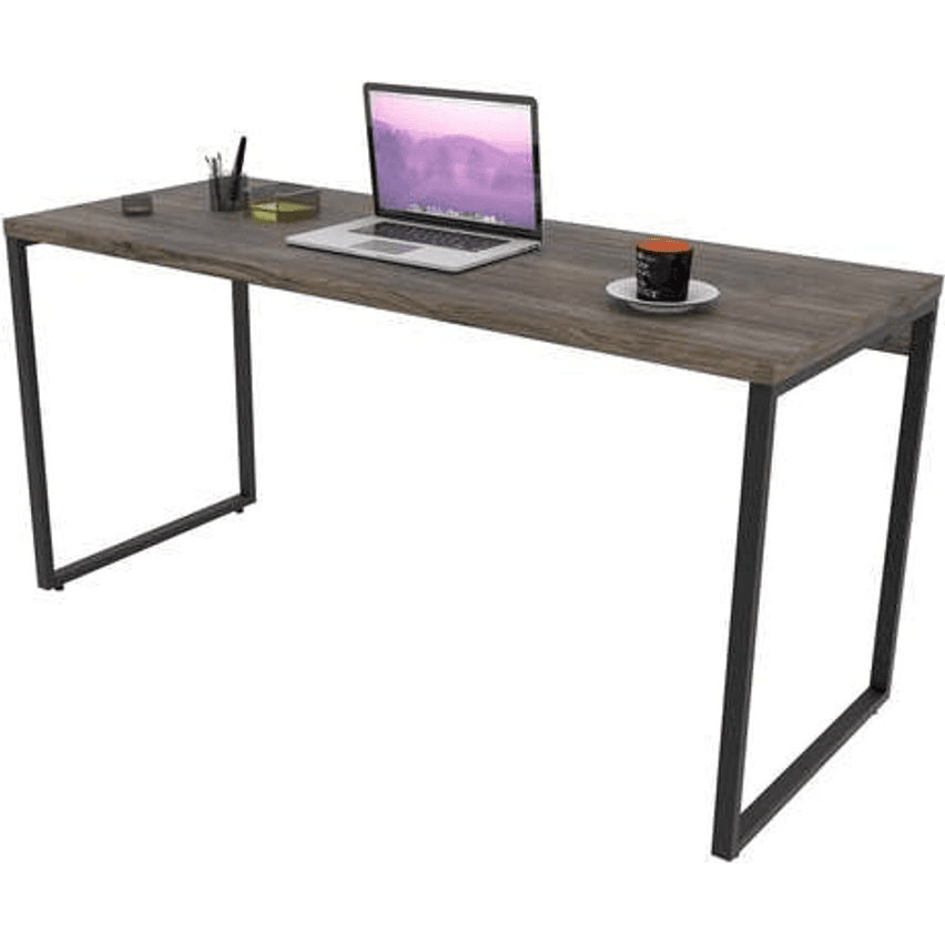 Mesa para Escritório Office Estilo Industrial 1,50m Kuadra, Compace, Carvalho Dark/Est.Preta