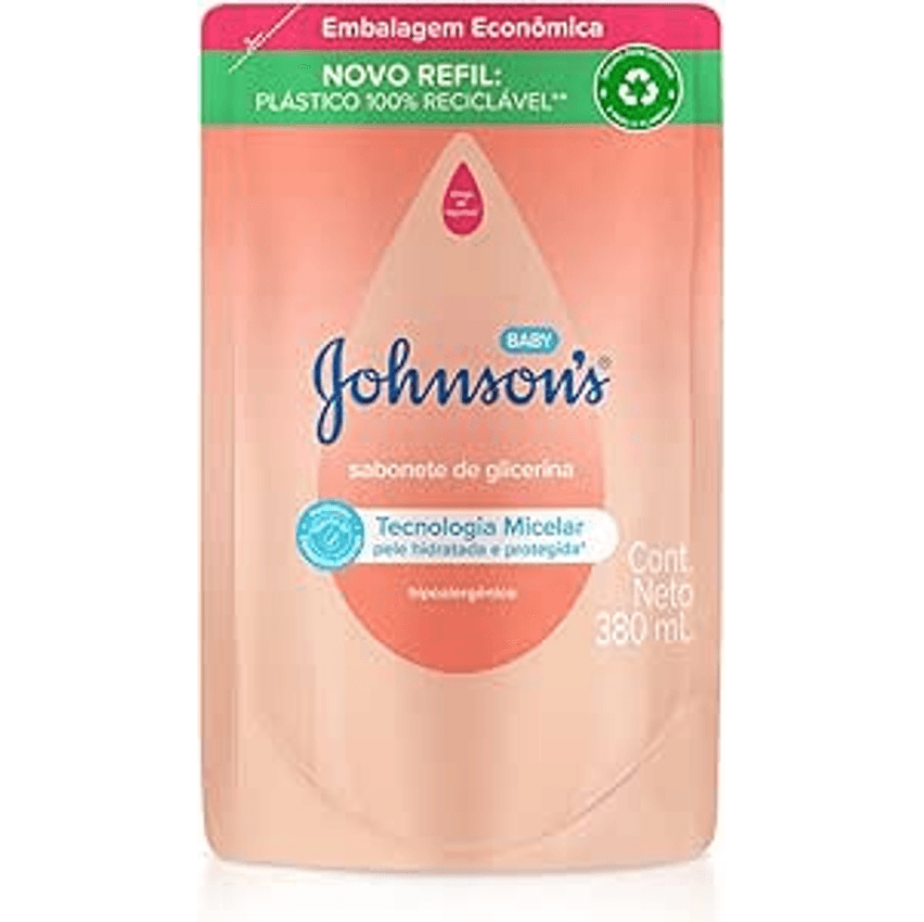 Sabonete Líquido Refil Glicerina Da Cabeça Aos Pés Johnson's Baby, 380ml