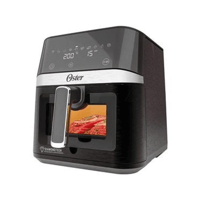 Fritadeira Elétrica Sem Óleo/Air Fryer Oster DiamondTech Preto e Prata com Timer 6L