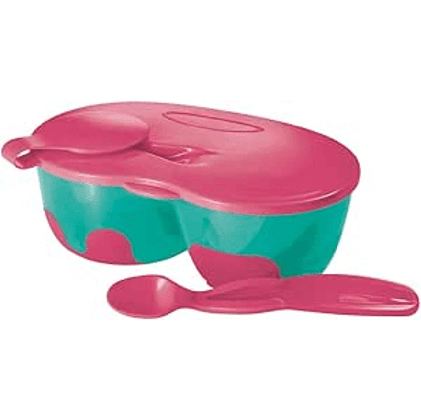 Multikids Baby Prato Fundo Com Divisória E Colher Funny Meal Rosa - Bb054 Rosa