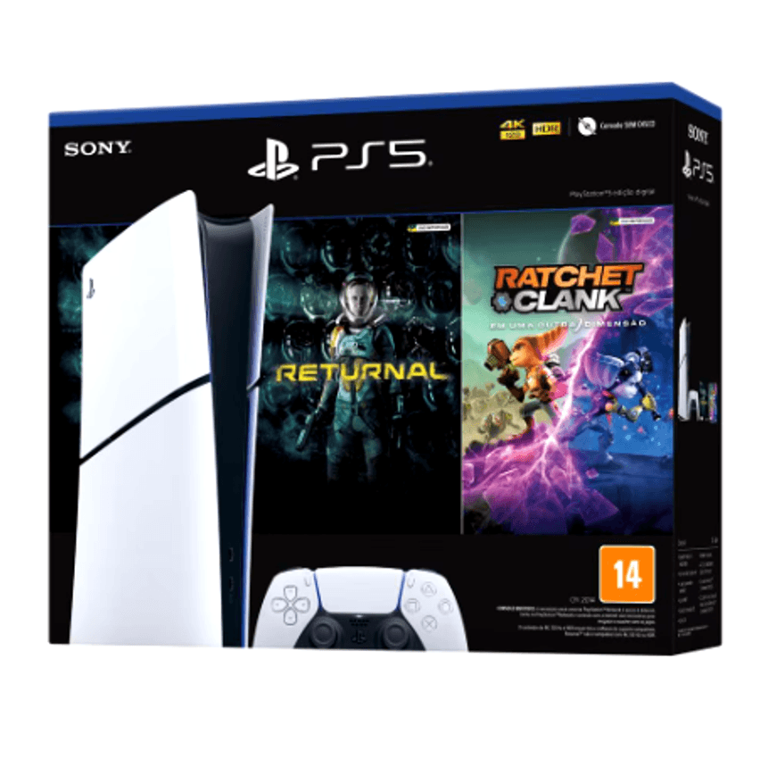 Console Playstation 5 Slim, Edição Digital, Branco + 2 Jogos