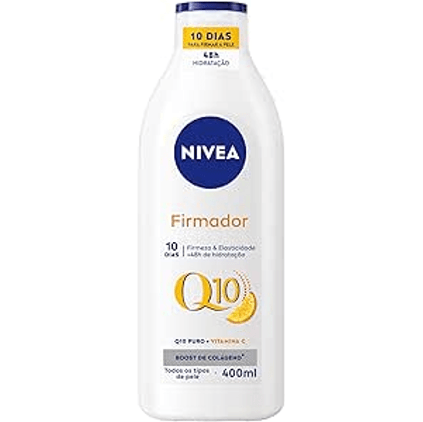 NIVEA Loção Hidratante Firmador Q10 + Vitamina C Todos os Tipos de Pele 400ml - Sua pele com mais firmeza e mais elasticidade em 10 dias, ainda hidratada e cheia de brilho, livre de flacidez