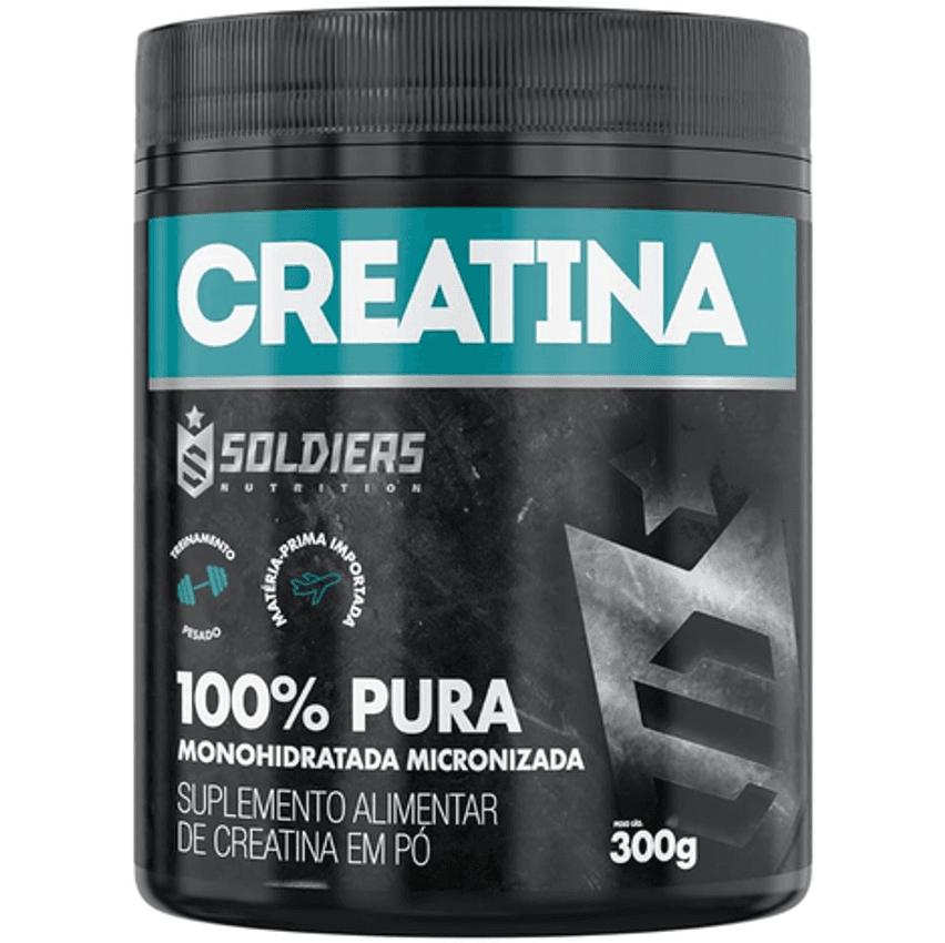 Creatina Monohidratada Pote 300g - 100% Pura Importada - Soldiers Nutrition