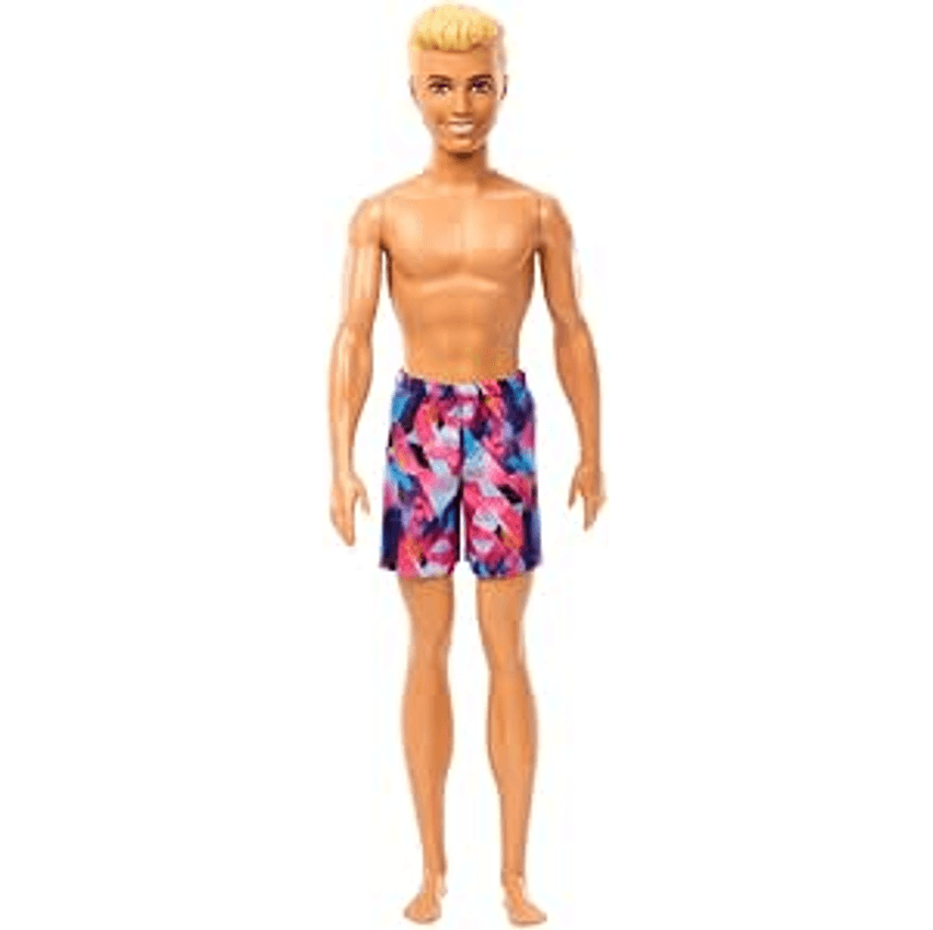 Barbie Fashion & Beauty, Boneco Ken de Praia com Calção Rosa e Azul, Para crianças a partir de 3 anos