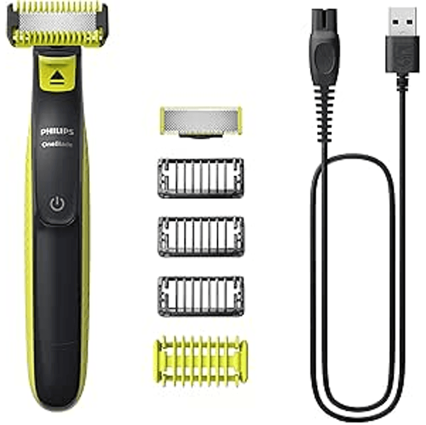 Aparador e raspador para rosto e corpo OneBlade com 4 pentes, à prova d’água, bivolt - QP2824/10 Philips