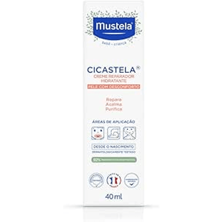 Mustela Cicastela Creme Reparador Hidratante 40Ml - Hidrata Repara Acalma E Purifica A Pele - Multiuso Para Os Pequenos Dodóis Dos Bebês E Crianças Feito Com 91% De Ingredientes