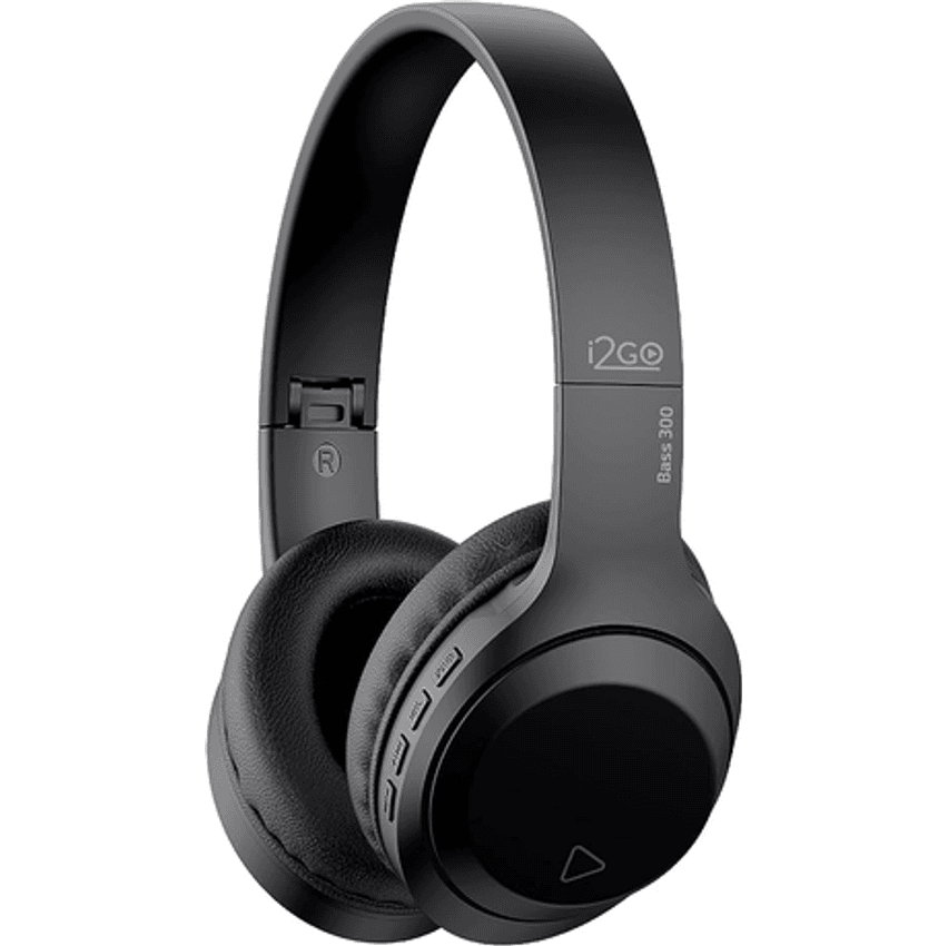 I2go, Headphone Bass 300, Bluetooth, Microfone Integrado, Controle Multimídia, Até 10h De Bateria, Tecnologia Dual Connect, Entrada Cabo Auxiliar P2 (incluso), Dobrável, Preto