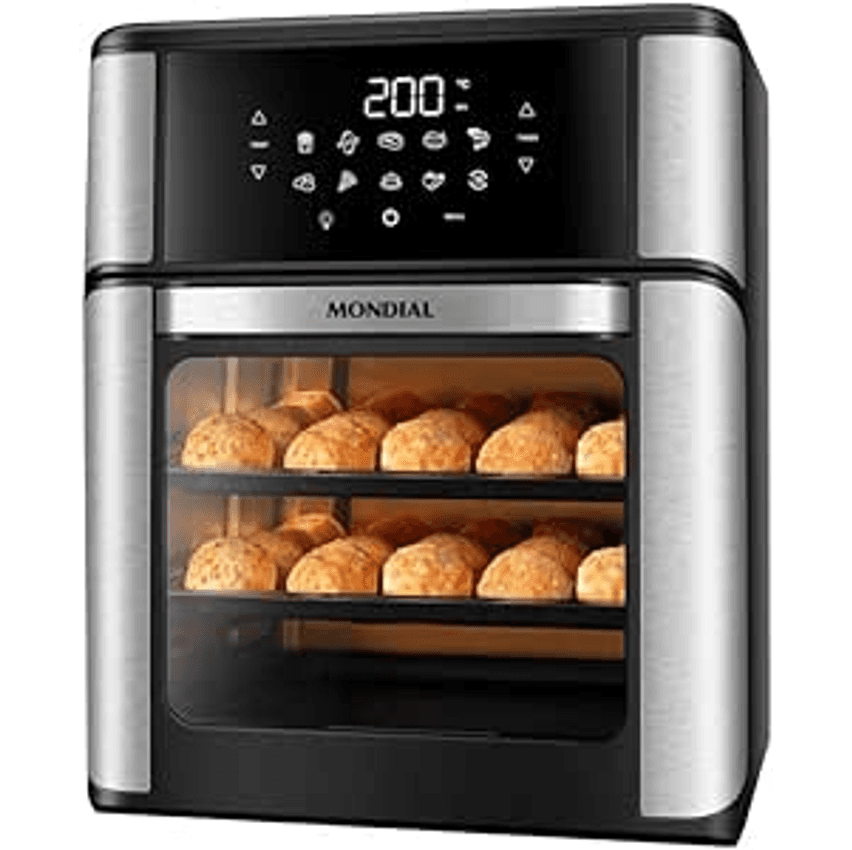 Fritadeira Air Fryer Forno Oven 12L, Mondial, Preto/Inox, 2000W, 220V - AFON-12L-BI