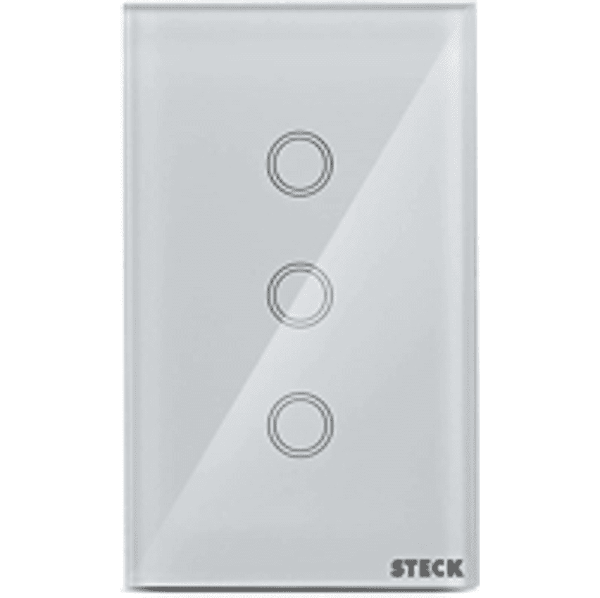 Steck, Interruptor Inteligente 4×2”, Touch Wi-Fi Steck Ambiente Conectado, 3 Módulos, Bivolt, Branco