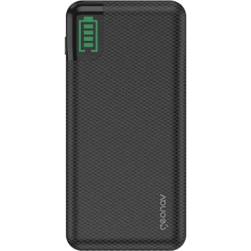 Carregador Portátil Universal 20.000mAh, 2 saídas USB QC 3.0 para carregamento rápido + 1 saída USB-C (PD) até 18W, até 7 recargas, Preto, PB20KBK, Geonav