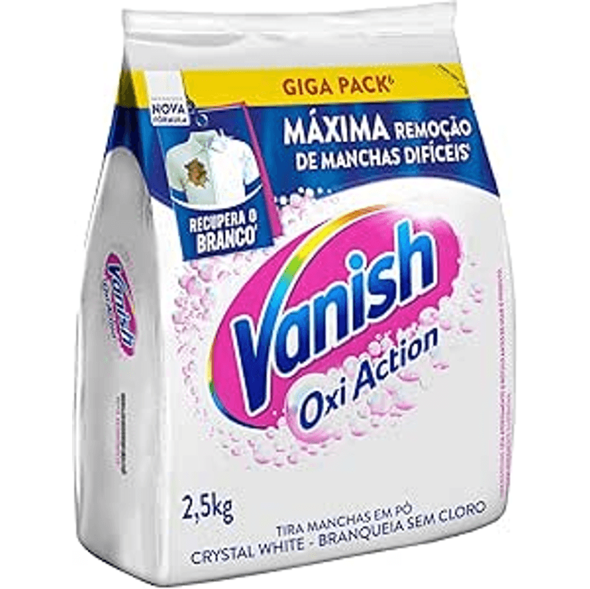 Vanish Tira Manchas Em Pó Crystal White Oxi Action 2 5Kg Para Roupas Brancas