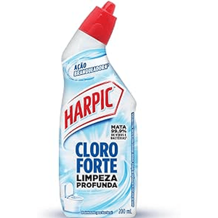 Harpic Cloro Forte - Desinfetante Sanitário Líquido Desodorizador, 200ml, Azul