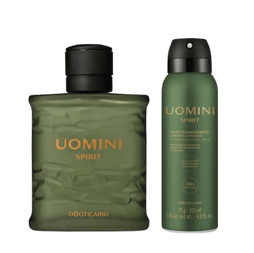 Combo Uomini Spirit: Desodorante Colônia 100ml + Desodorante Antitranspirante Aerossol 75g/125ml