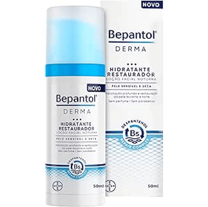 Bepantol Derma Hidratante Facial Noturno, Hidratante Restaurador, 50ml